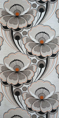 70er großformatige florale Tapete #1641 Rolle